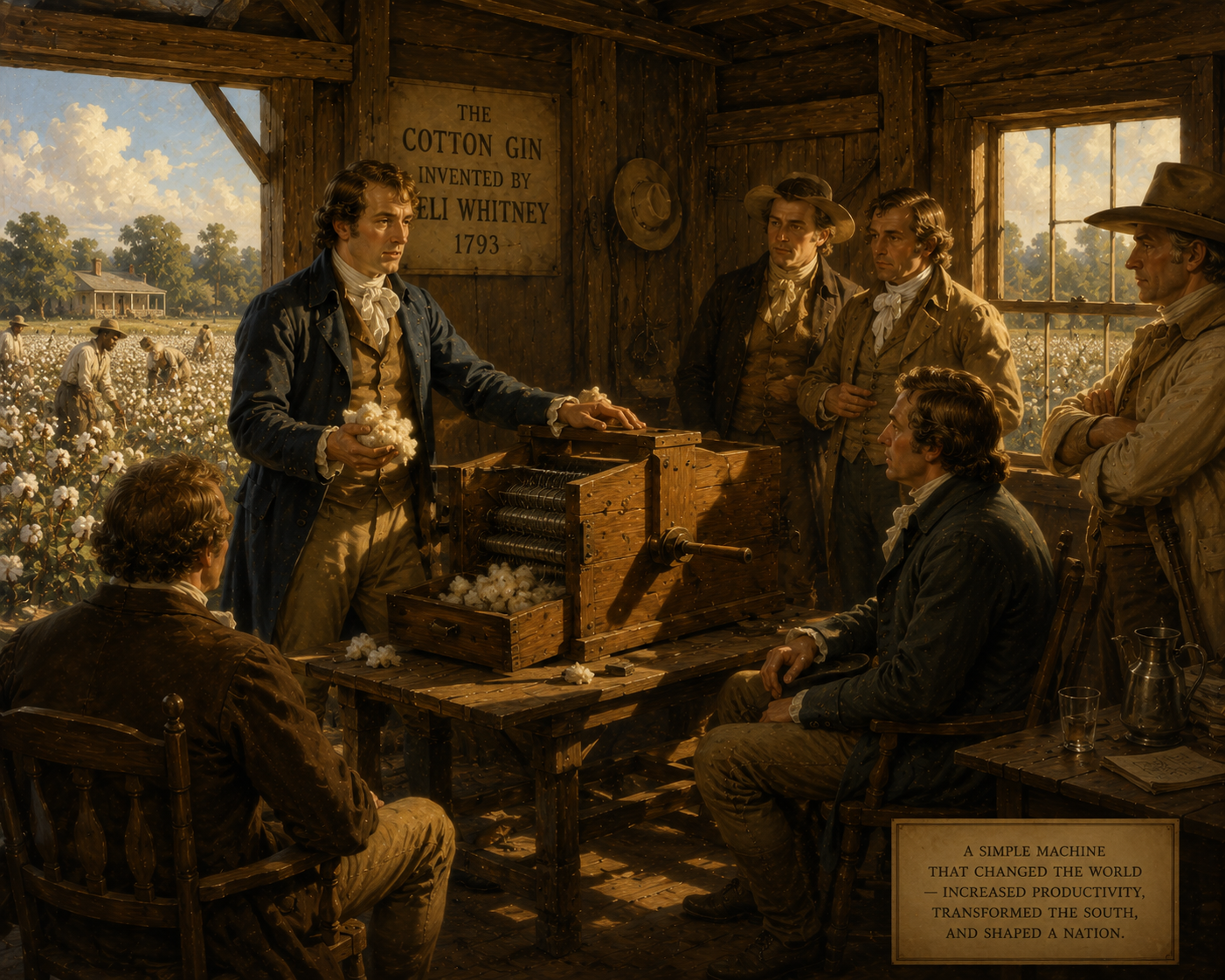 Cỗ Máy Nhỏ Làm Thay Đổi Lịch Sử – Chuyện Về Cotton Gin và Eli Whitney