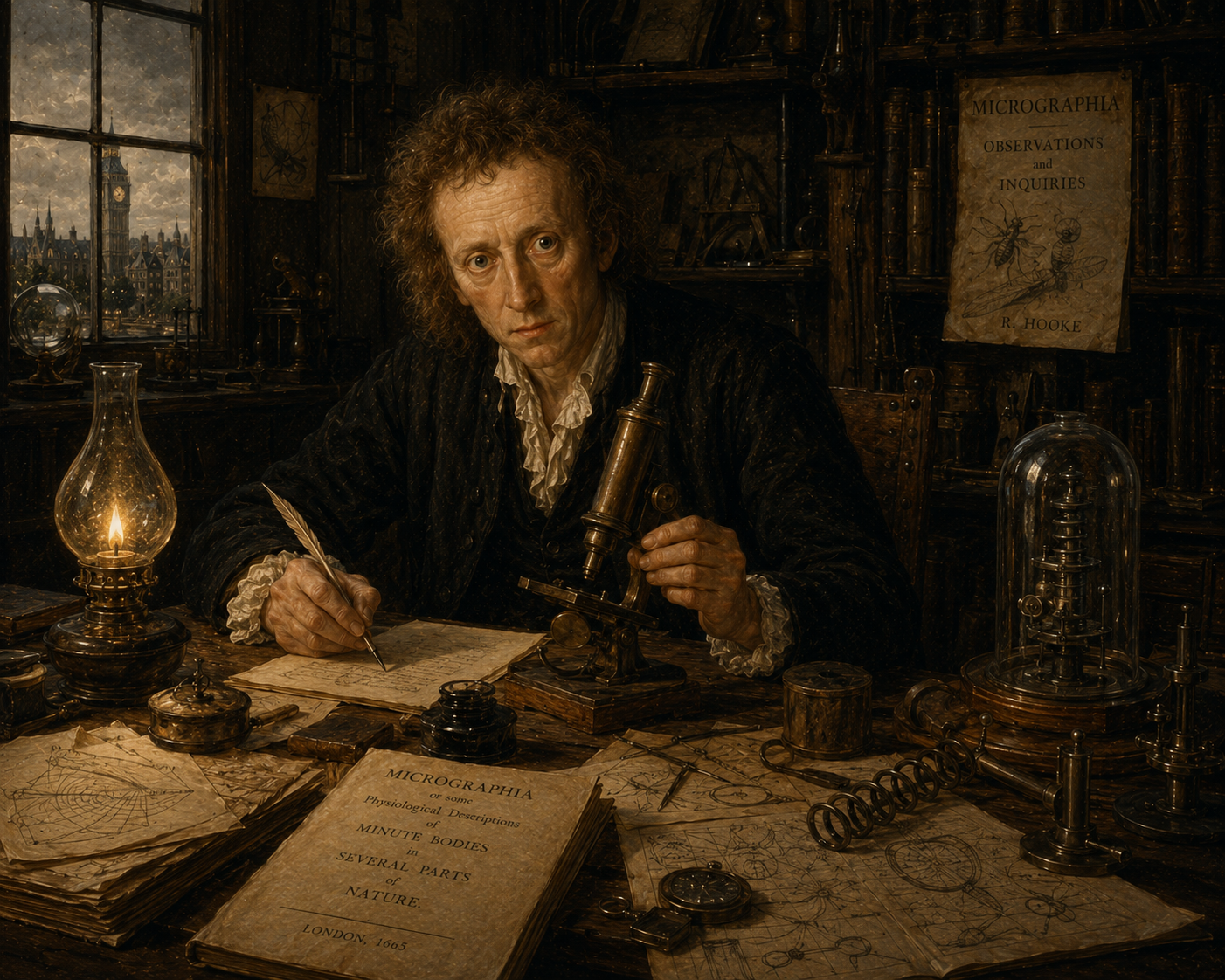 Hành Trình Khám Phá Của Robert Hooke: Từ Lò Xo Đến Thế Giới Vi Mô